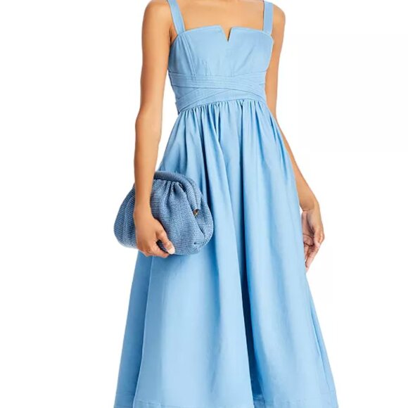 Cinq à Sept Denim Cornelia Midi Dress Blissful Blue 10 NWT $465 - Picture 2 of 7